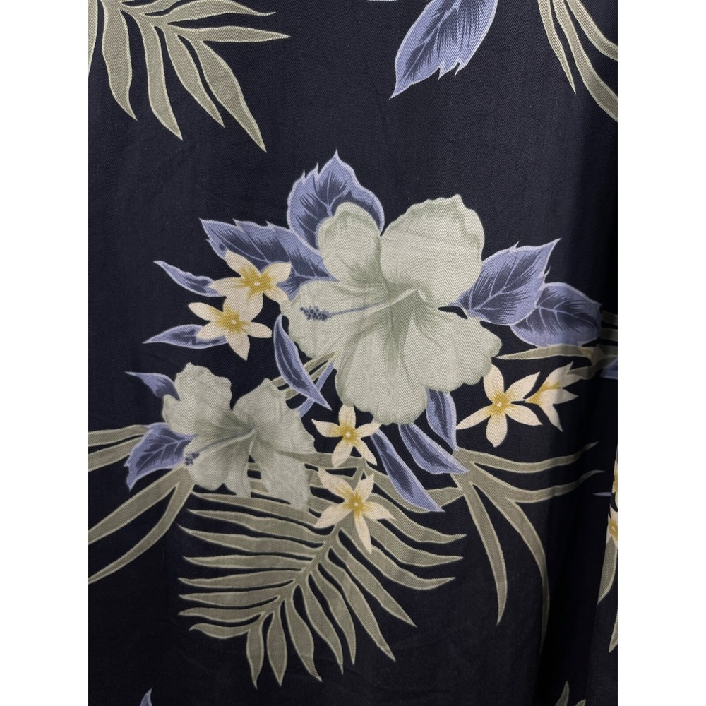 Tommy Bahama 100% Silk Men Lg Hawaiian Black Short Sleeve Tropical Beach Cruise